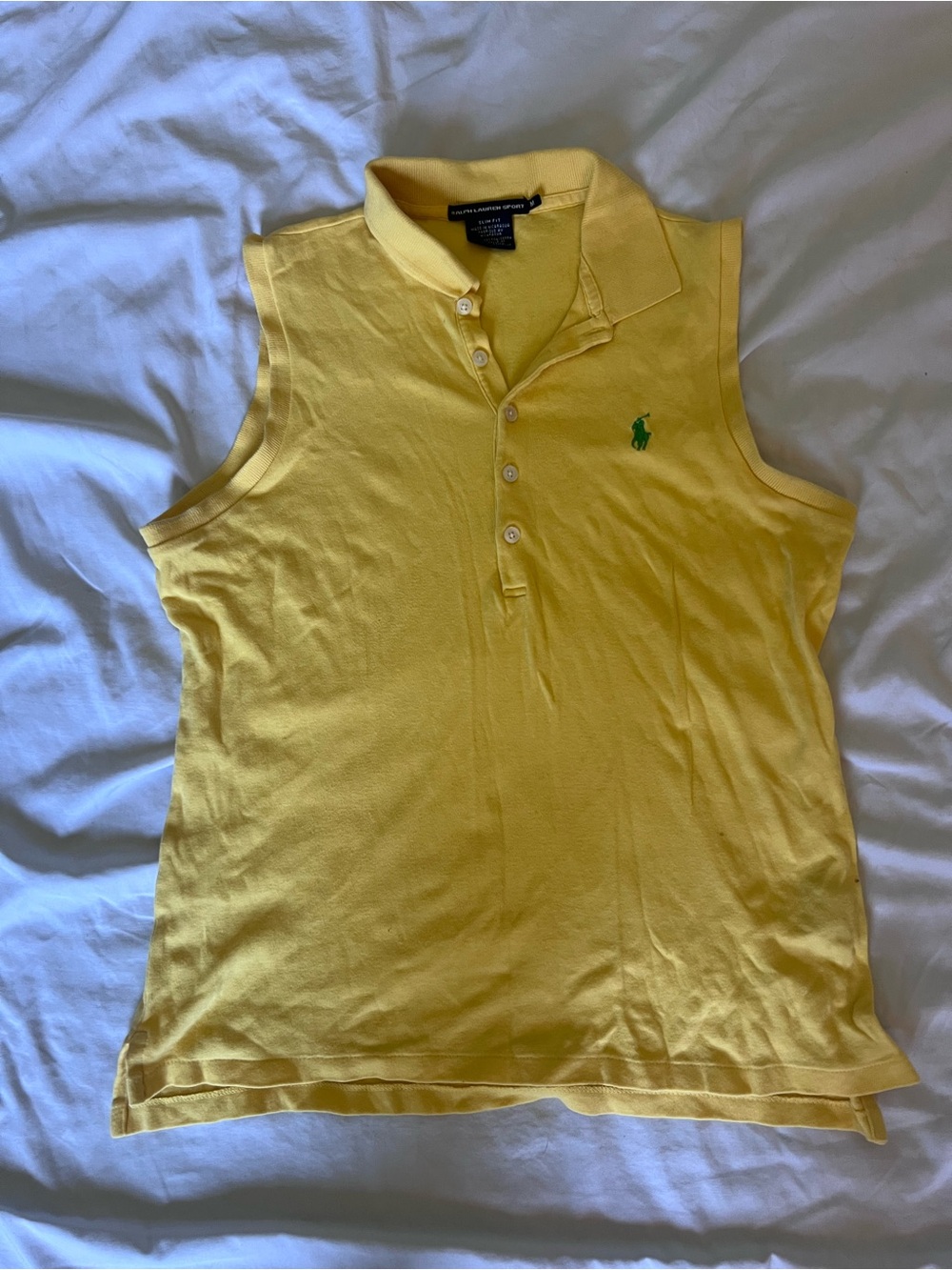 Ralph Lauren Women’s Yellow Sleeveless Polo with Green Pony